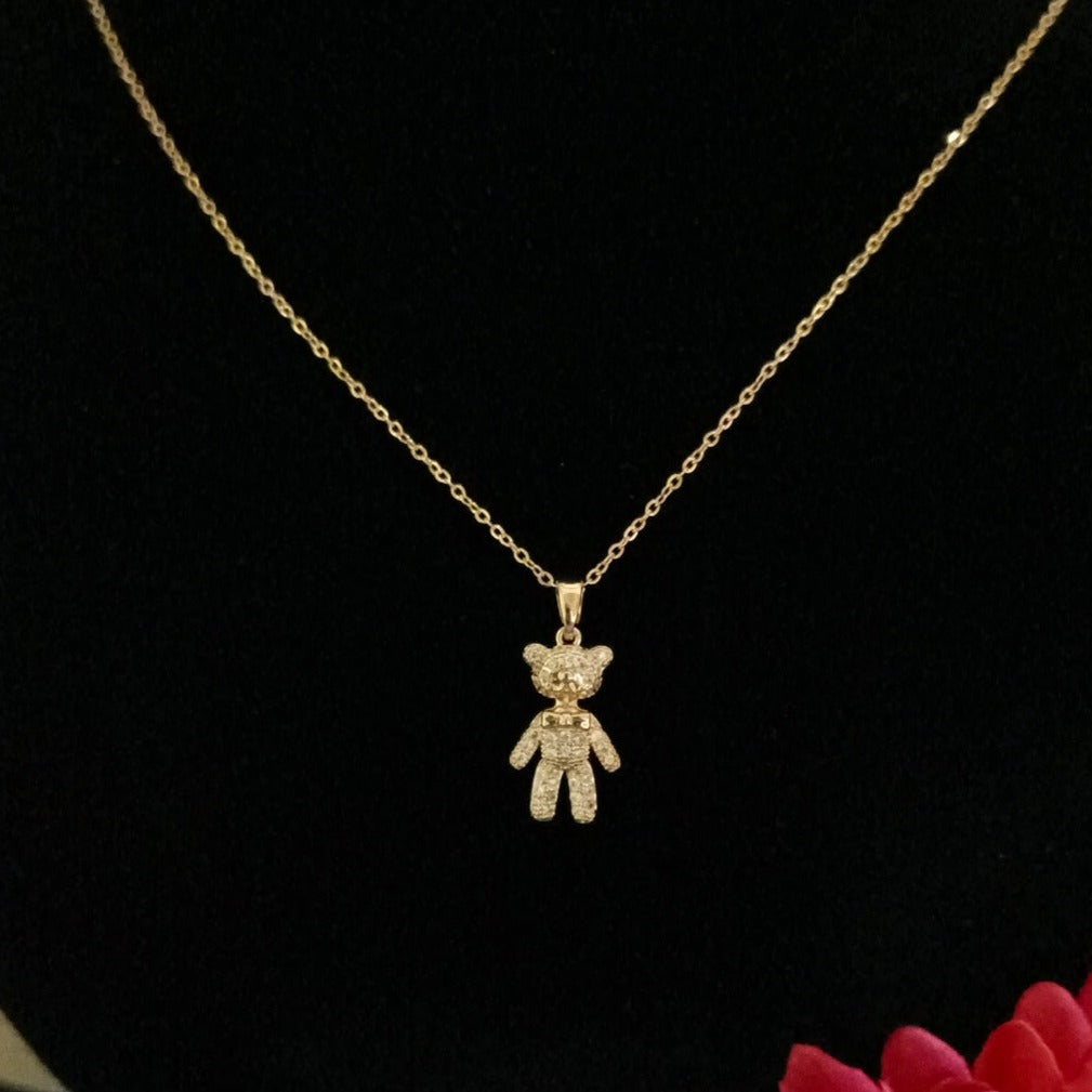 Two-strand pendant necklace - Gold-coloured/Teddy bear - Ladies | H&M IN