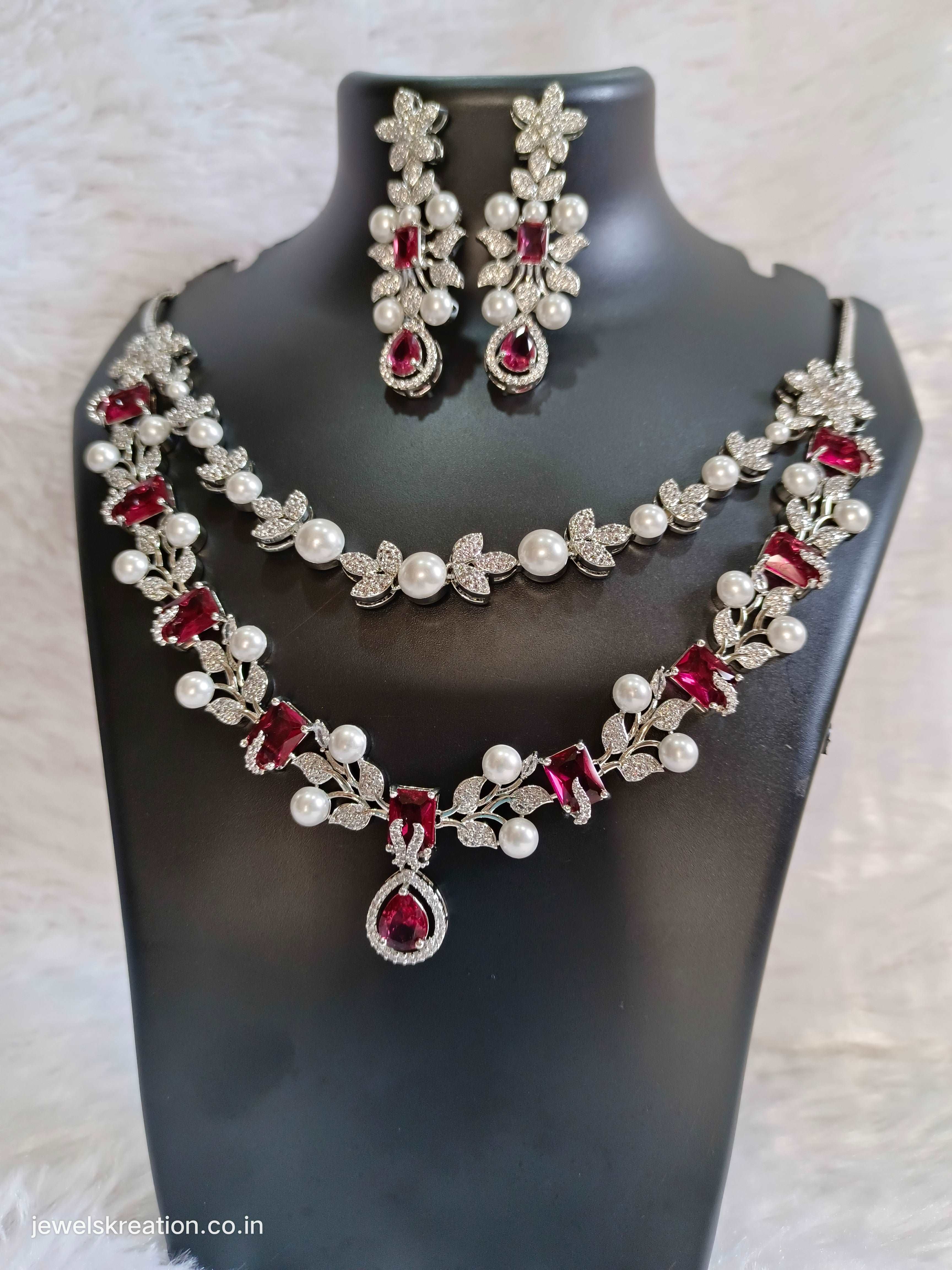 Peora Gold Plated Rani Pink Pearl Kundan Studded Choker Necklace Earrings  Maang Tikka Passa Haathphool Nathiya Bridal Jewellery Set for Women & Girls  - Rawat Store