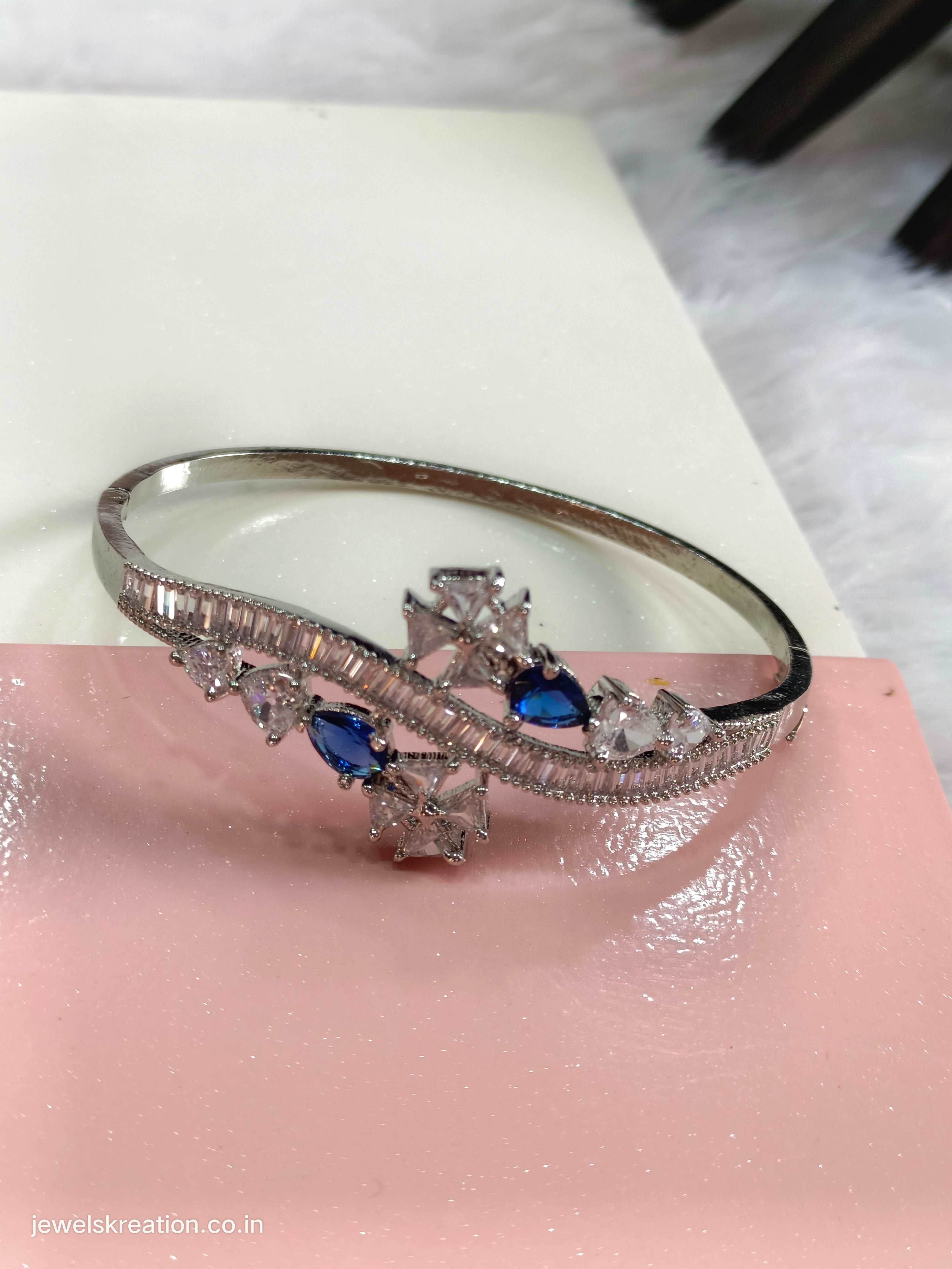 Buy STEORRA JEWELS Women Rhodium Plated American Diamond Kada Bracelet -  Bracelet for Women 22380696 | Myntra